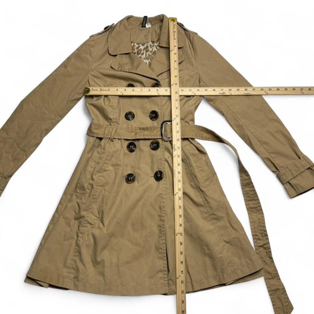 Trench Coat Khaki Button Detail Size (4) Small Going Out Special Occasion Coat - Picture 3 of 7